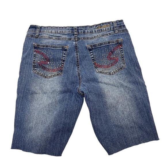 Vintage Y2K-StreetWear South Pole Bedazzled Shorts Logo Women’s Size 13 - Picture 1 of 4